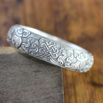 Guquan Silver Home Sterling Silver Bracelet Foot Silver 999 Buddhism Auspicious Tibetan Bao Flower Handmade Customized lettering Snow Silver