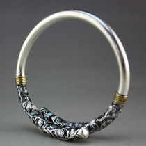 Guquan Silver Home Football Silver 999 Sterling Silver Handmade Bracelet Men and Women Couple Snowflower Silver