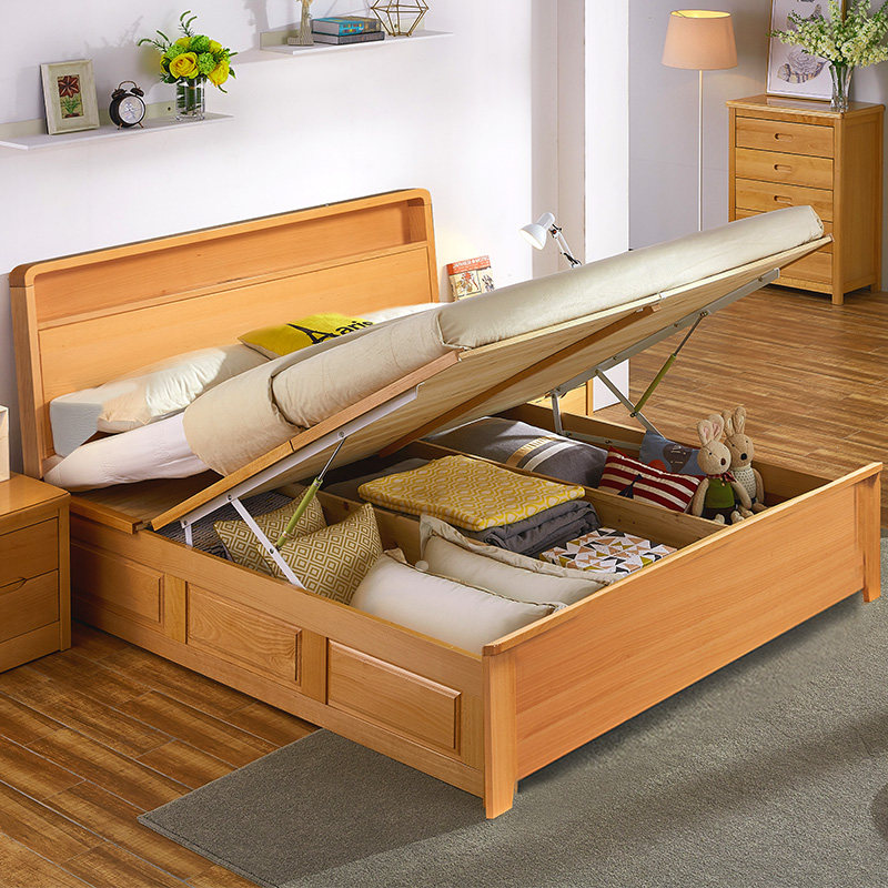 Solid wood bed retrofitting (pneumatically high box case) Premium link (not only for sale does not contain headboard tail) -Taobao