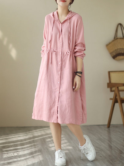 Clearance Bargain~ Japanese Style Original Cotton and Linen Trench Coat for Women, Loose Long Sunscreen Linen Hooded Long Sleeve Cardigan