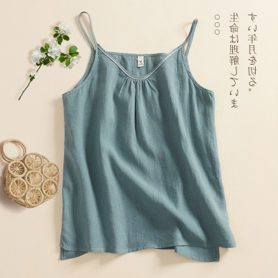 taobao agent Brand cutting label mall withdrawal cabinet women's loose ramie sleeveless inside with thin tops with cotton flax suspenders vest