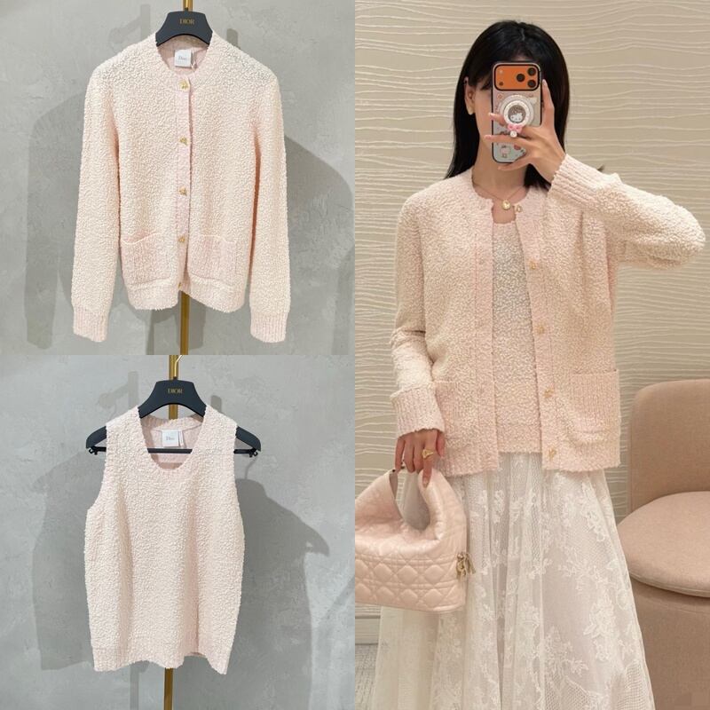 Dior Pink Vest and Cardigan Two-Piece Set Dior Pink Vest and Cardigan Two-Piece Set