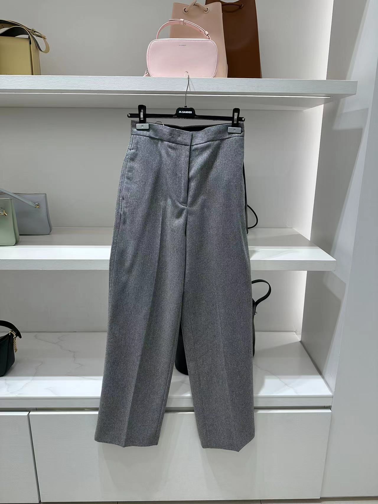 Jil Sander Gil Sanda Lady 3 6 Fold Grey Wide Leg Wool West Pants-Taobao