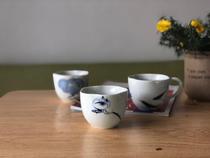 Shanming small nest lace ceramic water cup shaped petals creative mug Jingdezhen hand-painted blue and white porcelain cup