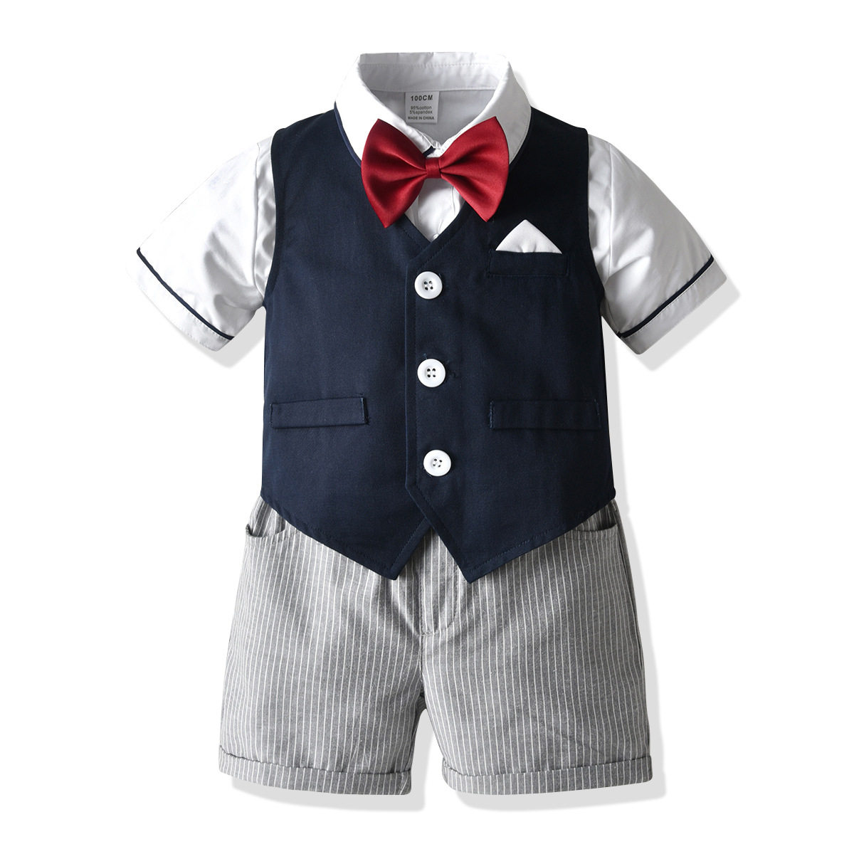 Boy's baby one-year-old dress summer boy baby summer small suit suit British style boy flower girl birthday suit piano