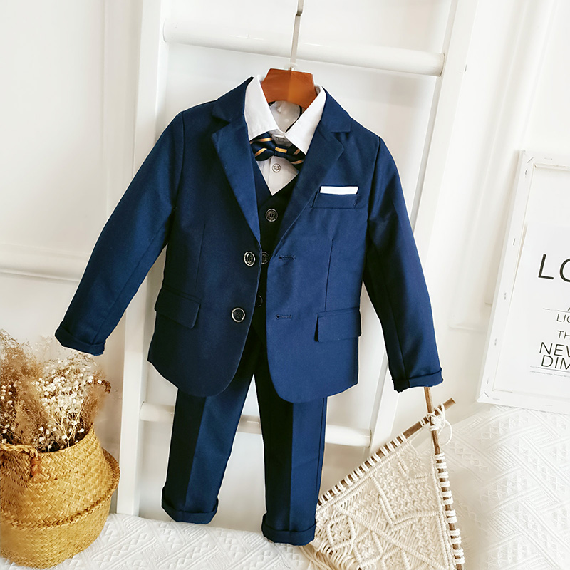 Children's suit men's small suit suit boy's small suit three-piece suit British handsome flower girl dress little boy boy