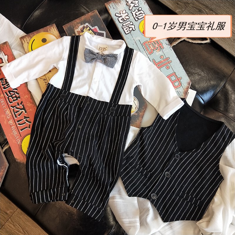 Baby one-year-old dress male autumn boy baby autumn clothes 0 to 1 year old 100-day clothes trendy boy autumn trendy clothes rompers