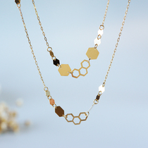 Weijia honeycomb Japanese finished products exquisite craftsmanship honeycomb gold chain 18K gold necklace sweater chain