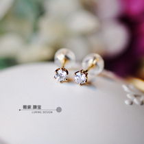  Wei JiaXingshuo six-claw small earrings~set with natural diamonds 5 10 15 points 18K yellow gold white gold