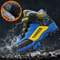 Waterproof rainproof and warm children's shoes children's outdoor walking hiking shoes non-slip sports running cotton shoes plus velvet men's shoes