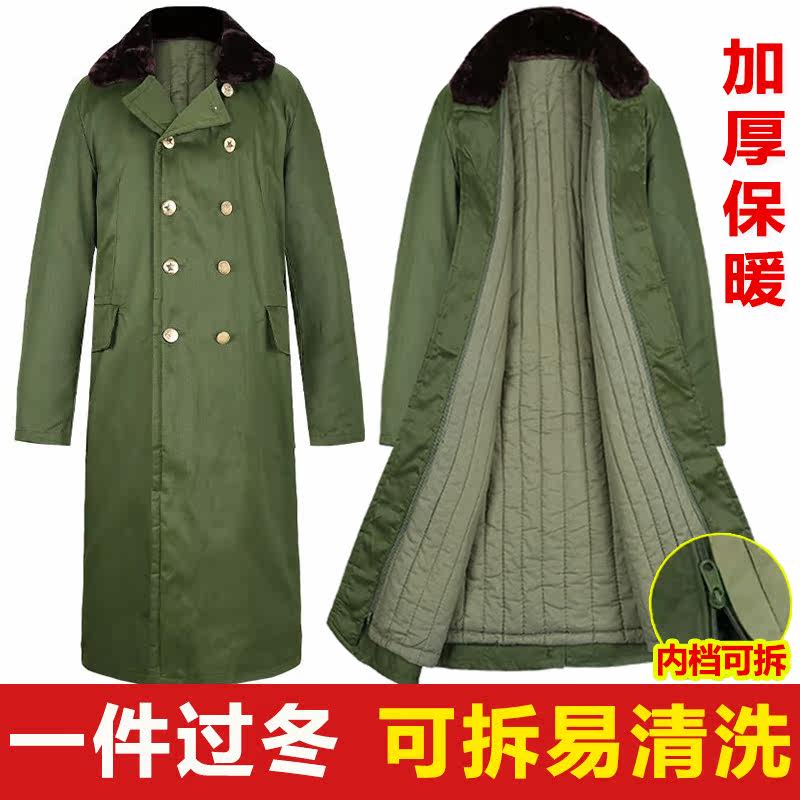 Old military cotton coat male detachable thickened long winter cold-proof cotton jacket cold storage cotton old-fashioned military yellow coat female
