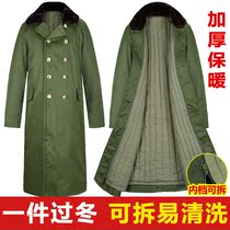 Old army cotton coat men can remove thick long winter cold cotton cotton cotton clothes old army yellow coat woman