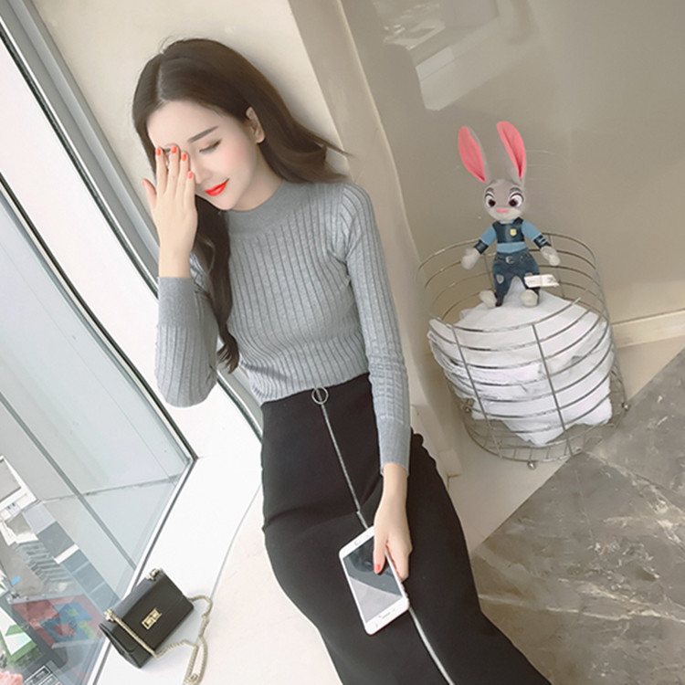 2017 mới cao eo bag hip bước váy một từ dày cộng với nhung váy mùa thu và mùa đông dài vòng dài zip váy chân váy nữ