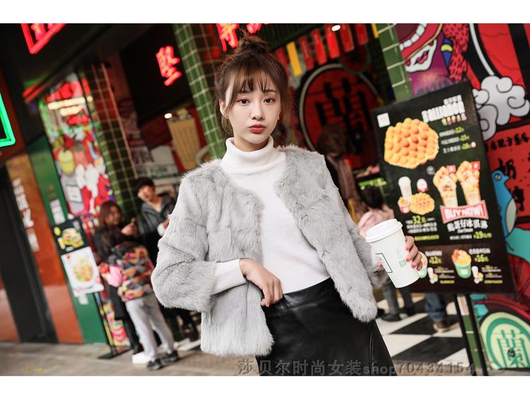 Thời trang đông 2018 mới sang trọng toàn bộ da lông thỏ ngắn cộng với áo khoác cotton nữ được khuyến mãi mỏng áo nỉ lót lông cừu uniqlo nữ