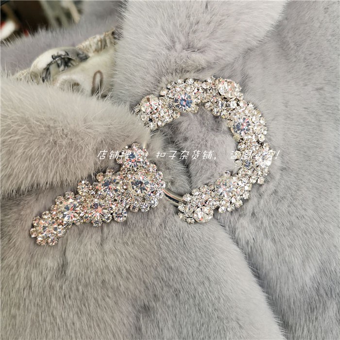 New upgrade mink fur coat fur coat grass button fur clothing neckline water drill decorative buckle inlaid drill crystal button-Taobao