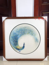 Pure handmade new boutique Suzhou embroidery painting Su embroidery finished hanging painting porch decorative painting 3535 Peacock