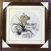 Pure handmade new boutique Suzhou embroidery painting Su embroidery finished hanging painting porch decorative painting 3535 orchid