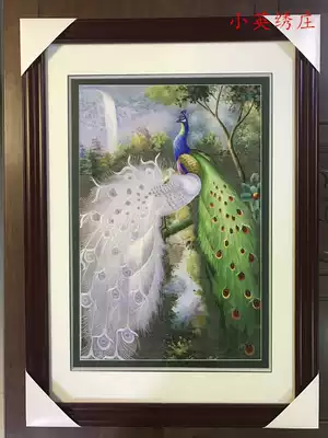 Pure handmade new boutique Suzhou embroidery painting Su embroidery finished hanging painting porch decorative painting 4060 Peacock