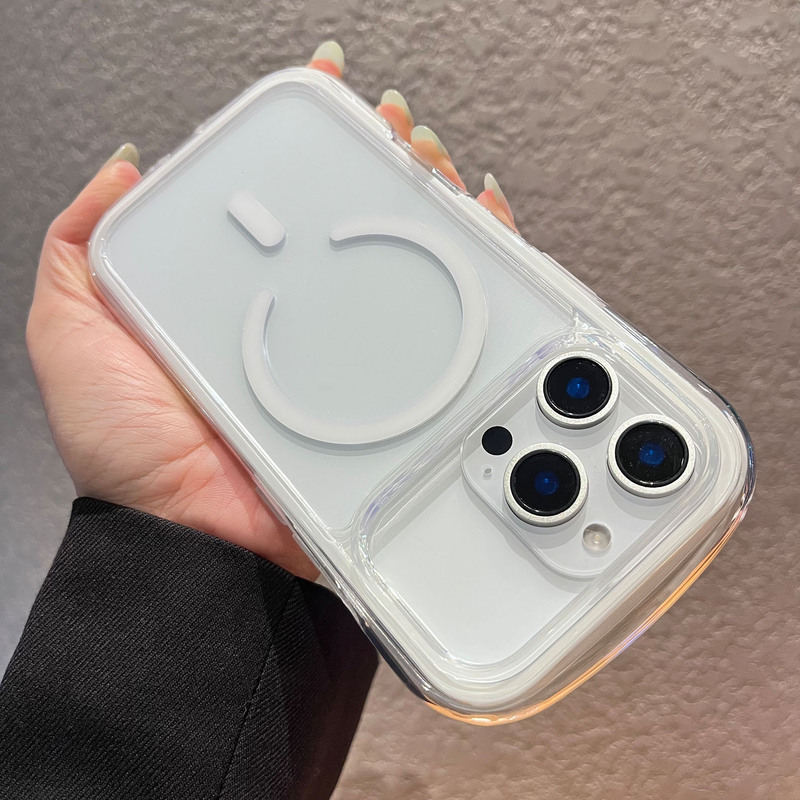 New Generation Ring-Shaped Airbag Full-Cover Magsafe Magnetic Phone Case Suitable for Apple 17 Pro Max, Anti-Drop Transparent iPhone 16 Pro, Transparent High-End Vacuum Airbag Protective Case, Thickened