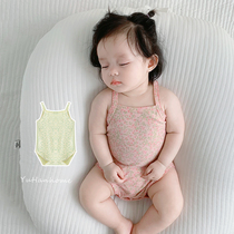 Female Baby Summer Clothing Harnesses Bag Fart Super Cute Ice Silk Crushed Flower Triangle Vest Khaclothes Palate Baby Clothes