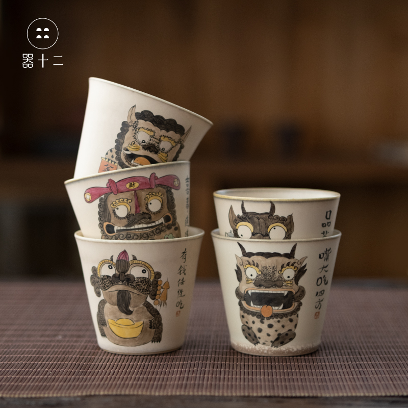 Twelve pure hand-painted beast Kung Fu tea cup tea cup single cup personal special ceramic master cup tea set tea bowl