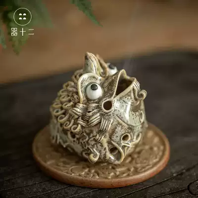 The twelve tricks of the three-legged golden Chan tea pet ornaments can raise kung fu tea set incense burner incense plug line