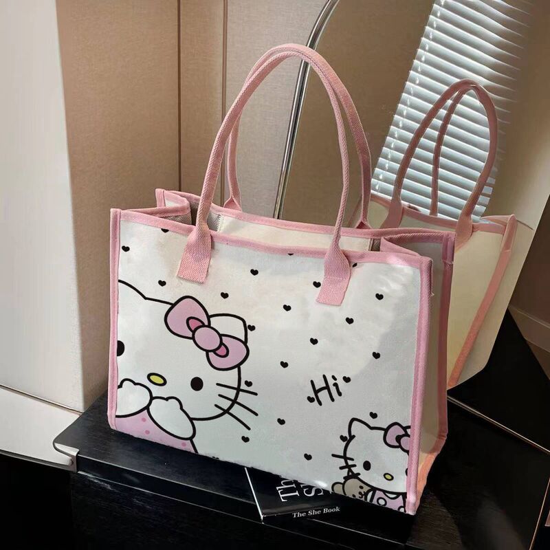 High-Appearance Cartoon Hello Kitty Shoulder Bag, Versatile Large-Capacity Gift Tote for Commuting and Outings, Women's Canvas Bag High-Appearance Cartoon Hello Kitty Shoulder Bag, Versatile Large-Capacity Gift Tote for Commuting and Outings, Women's Canvas Bag