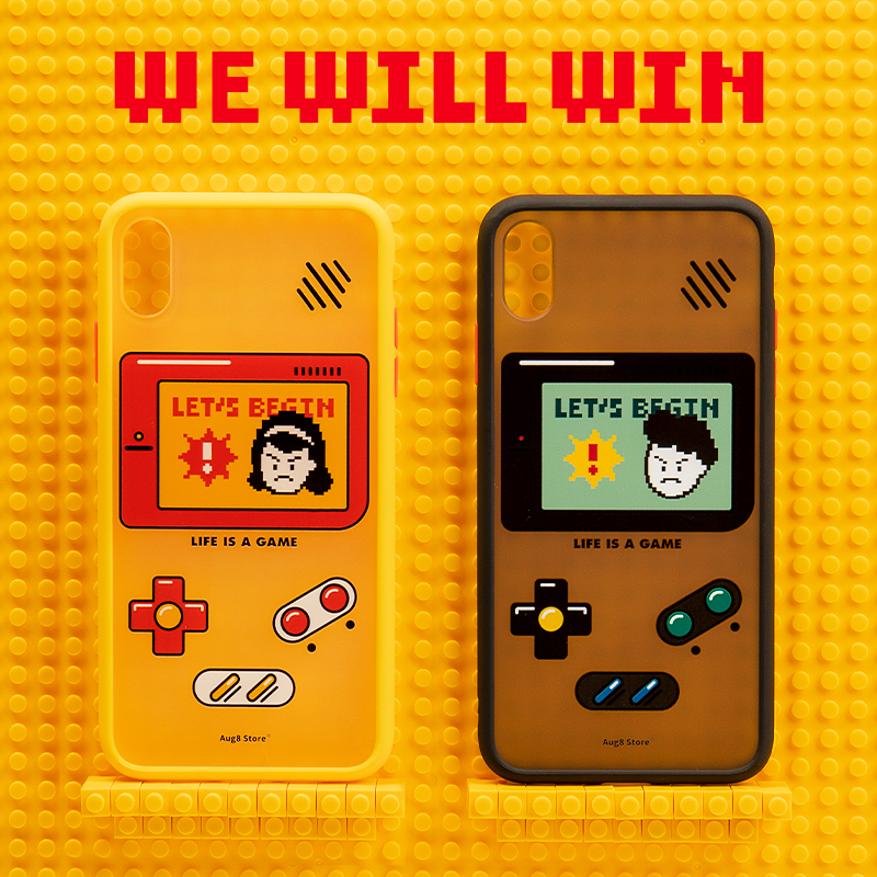 August 8th, original pixel cartoon couple Apple 12max mobile phone case iPhone 11 pro