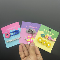 Live broadcast showing dopamine colored hair accessories card street stall diy cream glue hair clip packaging card tag