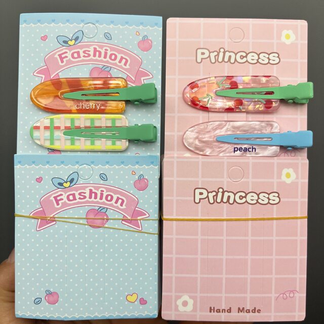 Blue fashion hairpin packaging cardboard princess pink plaid DIY hair accessories card tag