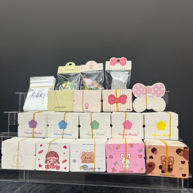 100 jewelry department store snack packaging small fold card head card 6.4cm handmade diy hairpin hangtag card paper