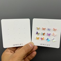 kp1164 twelve holes six pairs of earrings packaging cardboard cross-border earrings rounded corners hot silver tag card multi-hole position