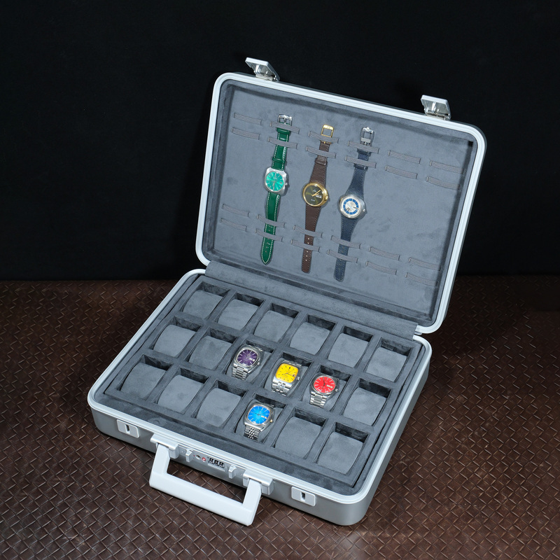 Laitai Times Aluminum-Magnesium Alloy Watch Storage Box with Integrated Lock and Password Box, Large-Capacity Watch Display Box