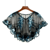 Thin beaded short jacket with skirt Short cardigan mesh sequin shawl womens summer blouse bat-shaped small waistcoat