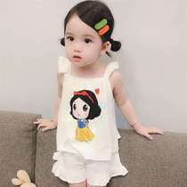 Baby Summer Clothing Pure Cotton Pyjamas Girl Vest Shorts Foreign Air Princess Suit Children Cartoon Home Conserved Two Sets