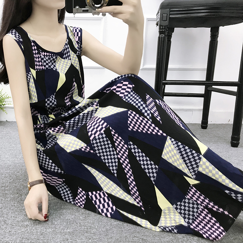 Mùa hè cotton silk dress vest dress hoa nữ bãi biển váy kỳ nghỉ bên bờ biển bohemian cotton silk dress