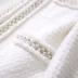 Beauty cut [WT0016] len trắng ấm áp đính cườm mùa thu và mùa đông cổ điển tweed mỏng ngắn áo khoác