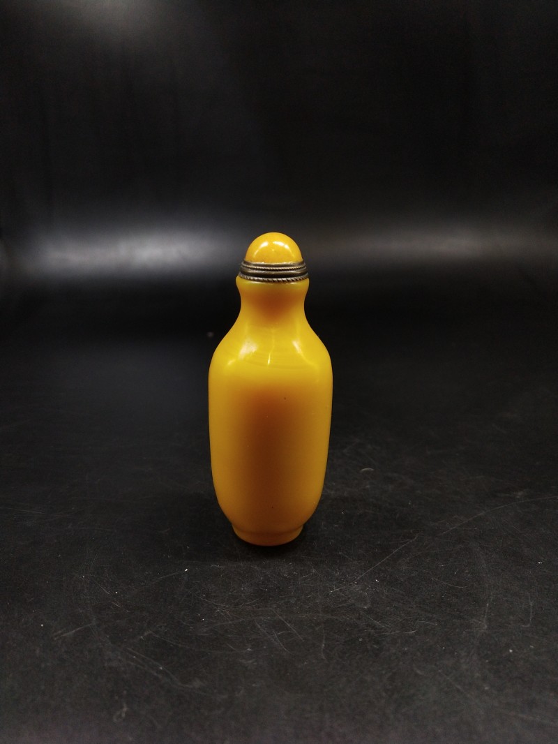Boantique rack tea spotting piece antique to play handmade polished glazed chicken oil yellow practical snuff pot collection gift