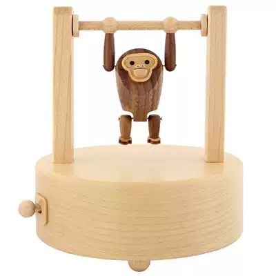 Jeancard Music Box Music Box Girls Wooden Rolling Horizontal Bar Monkey Boys and Girls Children Birthday Gift