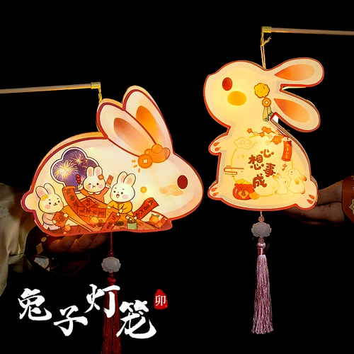 Весенний декор, детский портативный кролик ручной работы, фонарь, коллекция 2023, год кролика, детская поделка своими руками