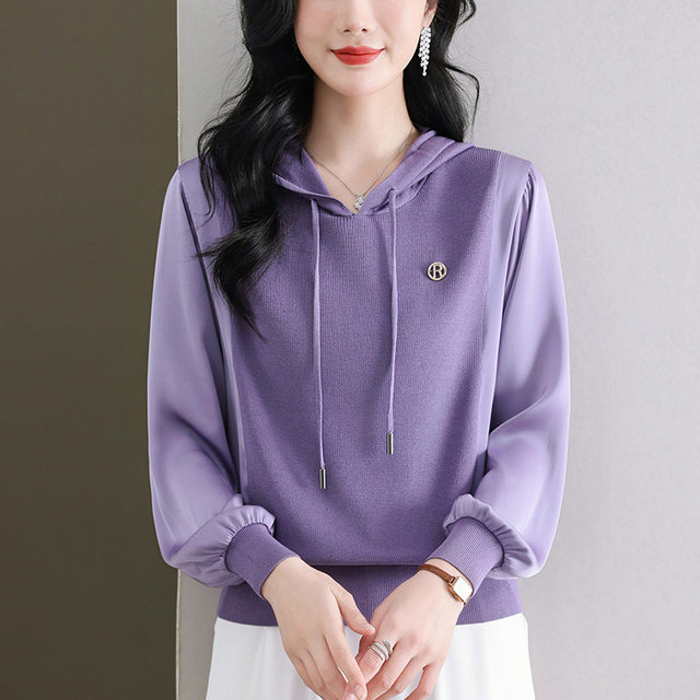 Hooded sweatshirt sweater spring women's 2024 new style women's casual loose hooded long-sleeved top shirt small