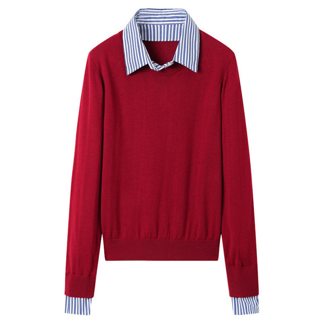 2024 ເສື້ອຍືດຄໍເສື້ອ sweater bottoming ເສື້ອສໍາລັບແມ່ຍິງ, ພາກຮຽນ spring ແລະດູໃບໄມ້ລົ່ນ zodiac ປີວັນພັກສອງສິ້ນ doll collar knitted ເທິງ