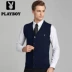 Playboy đích thực mùa thu và mùa đông nam len len cashmere vest đan áo len vest vest trung niên áo khoác len dáng dài hàn quốc Dệt kim Vest