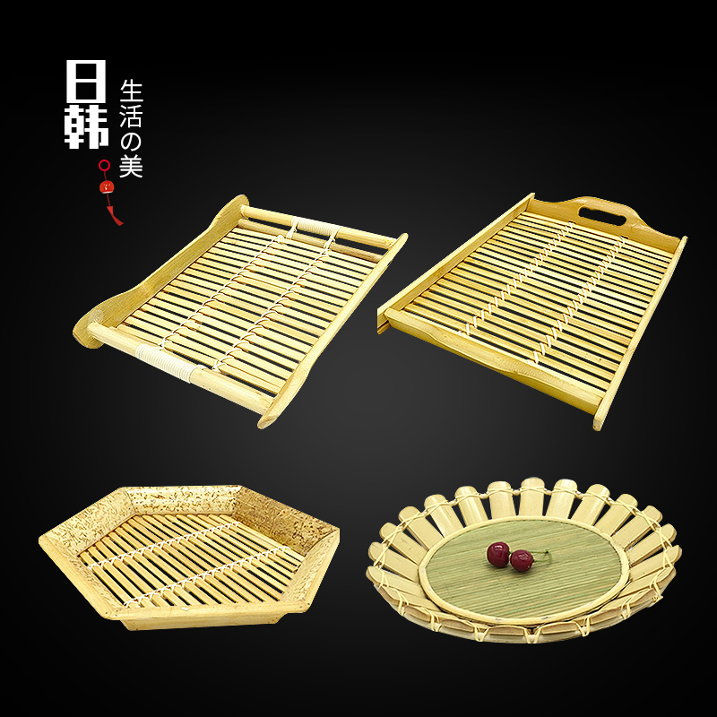 Bamboo-knitted fruit pantry tray tea tray bread pan food containing basket Bread Basket hexagonal steamed bread basket Kitchen Supplies Tea Set