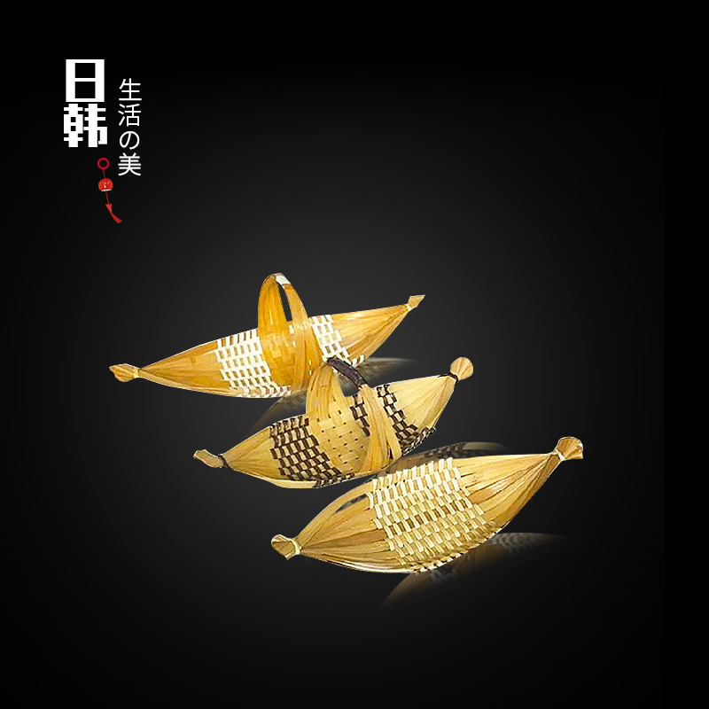 Bamboo Crockery Bamboo Sheep Horn Disc Delicate Boat-shaped Fruit Pan Snack Dish Bamboo Choreographic boat Borrowed Arrow Dishes Crewery Cutlery