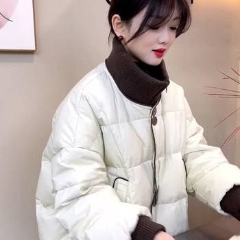 Knitted stand collar splicing fake two-piece down cotton Knitted stand collar splicing fake two-piece down cotton