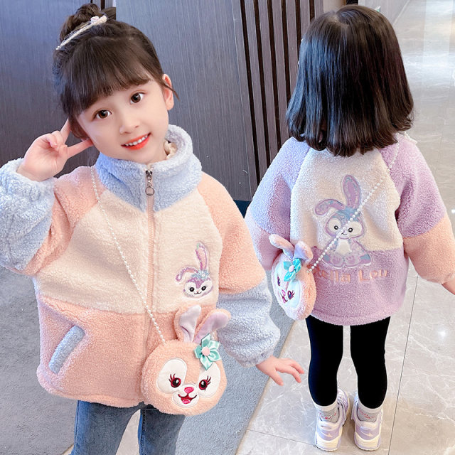 Girls autumn and winter coat 2022 new children's foreign style quilted thickened children's sweater baby winter top