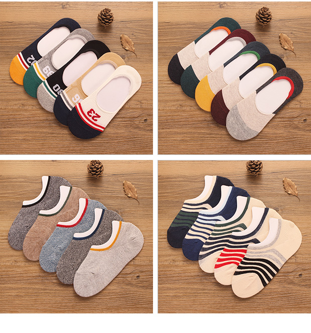 Vớ nam Cotton mùa thu Hoàn toàn vô hình Silicone Trượt Nam Vớ nông Thấp Thấp Trợ giúp Thuyền Vớ Bảng chữ cái Thể thao Cá tính Thủy triều vớ nam chất lượng cao