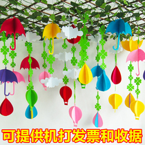 Kindergarten ornament Hanging Hall Ceiling Decoration Cartoon Umbrella Corridor Creative Class Arrangement Air Ring Creation