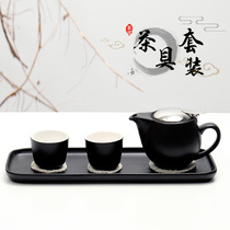 Kung Fu tea set Ceramic Teapot Teacup set with filter Modern simple tea with tray Japanese-style one pot two cups